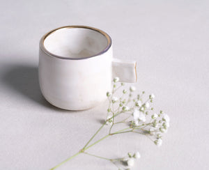 2 espresso white and gold cups